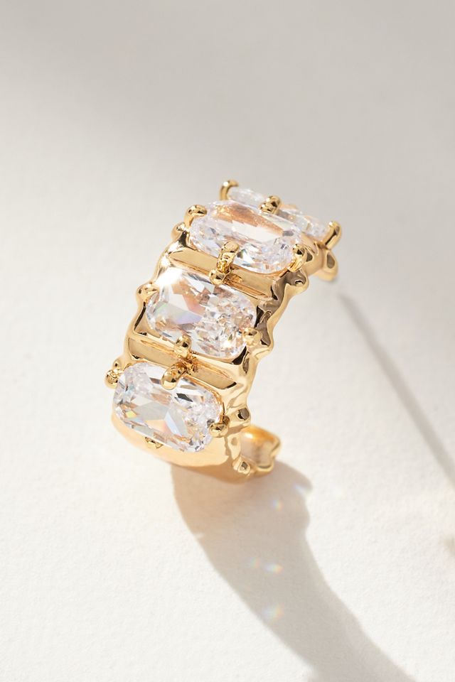 Crystal Baguette Huggie Hoop Earrings #1