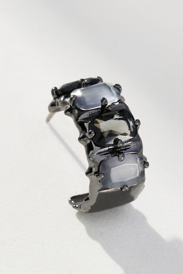Crystal Baguette Huggie Hoop Earrings #1