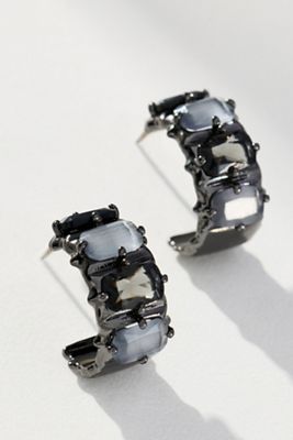 Crystal Baguette Huggie Hoop Earrings
