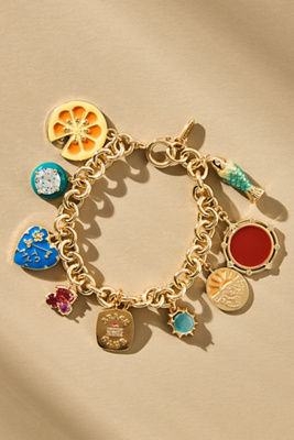 By Anthropologie Colorful Chunky Charm Bracelet