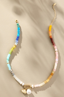 By Anthropologie Beaded Cluster Charm Necklace