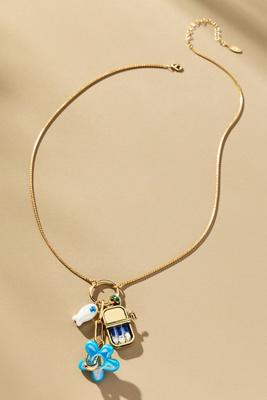 By Anthropologie Thick Chain Charm Cluster Necklace