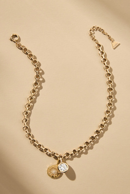 By Anthropologie Thick Chain Charm Cluster Necklace