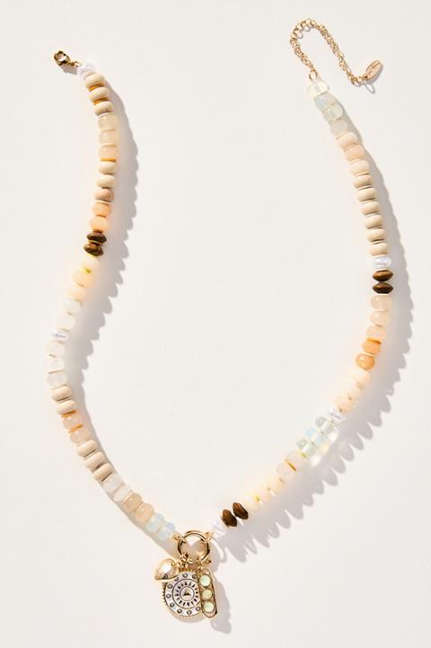 Beaded Charm Cluster Necklace