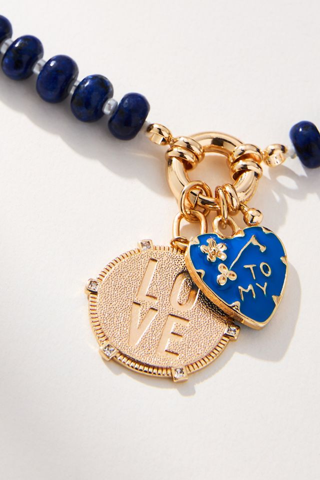 Beaded Charm Cluster Necklace #1