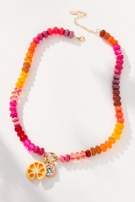 Beaded Charm Cluster Necklace