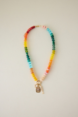 By Anthropologie Beaded Charm Cluster Necklace