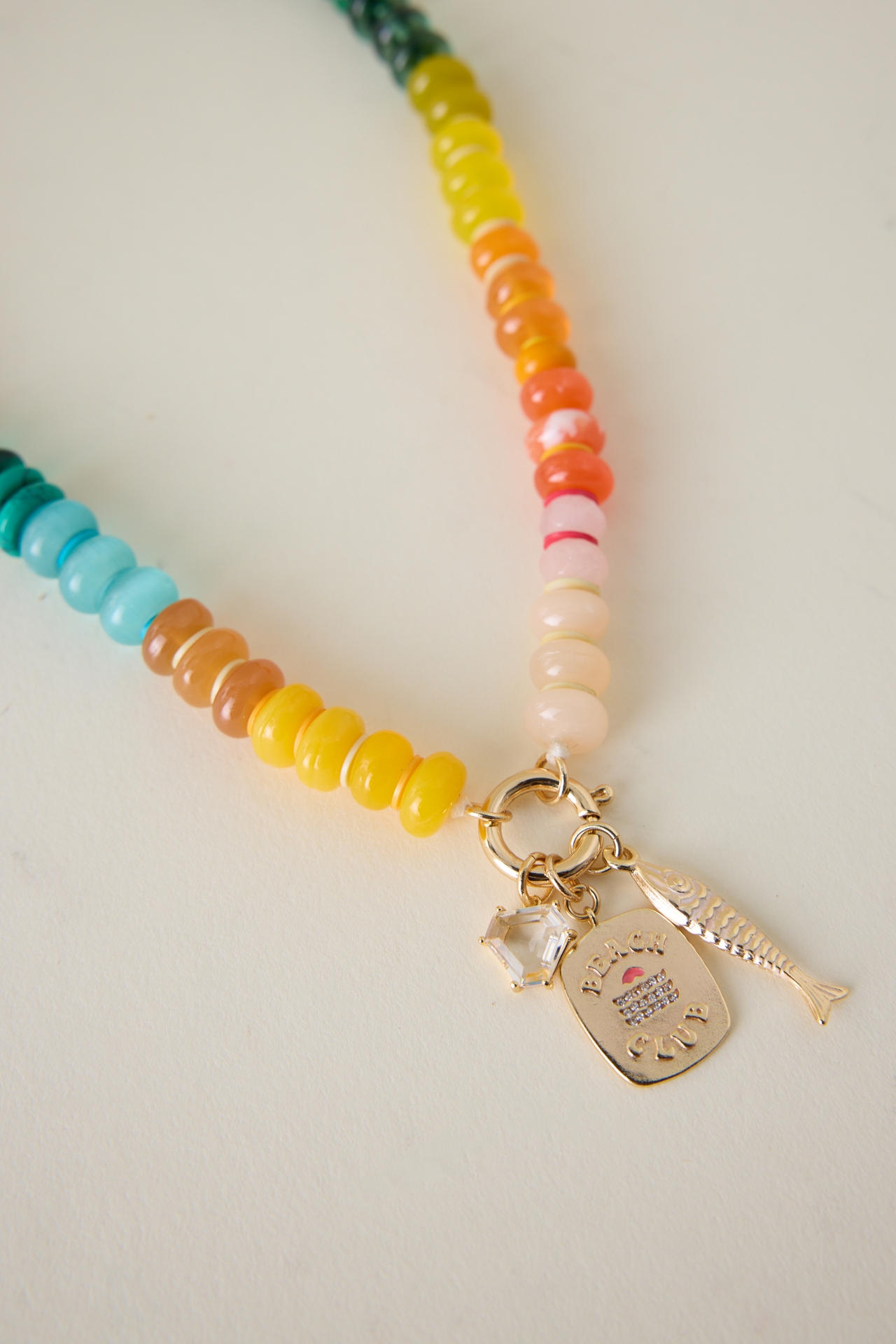 Beaded Charm Cluster Necklace