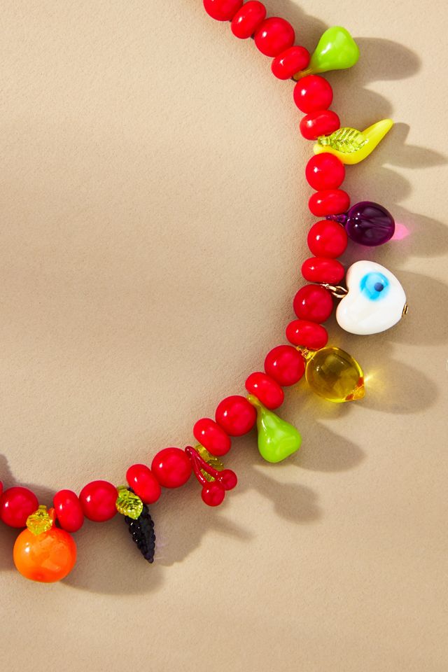 Beaded Fruit Icon Charm Necklace #2