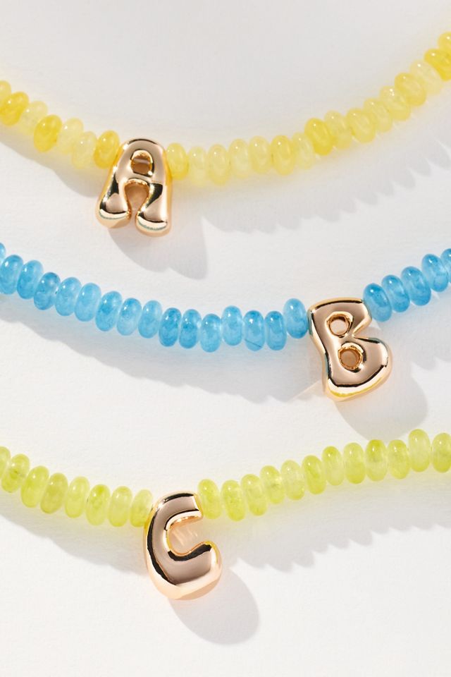 Beaded Mini Bubble Letter Monogram Necklace #1