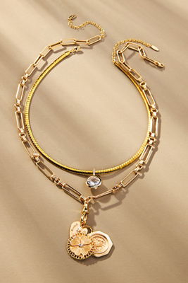 By Anthropologie Layered Multi Charm Necklace In Gold