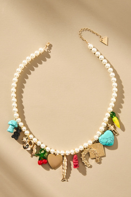 By Anthropologie Fruit Charm Pearl Beaded Necklace