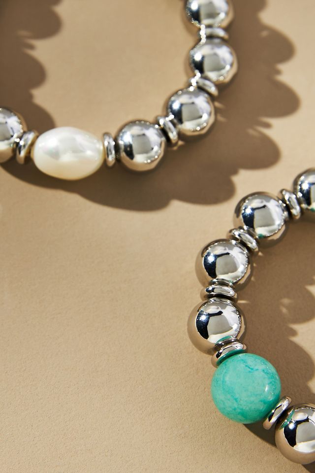 Beaded Pearl Bracelets, Set of 2 #1