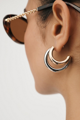 By Anthropologie Mixed Metal Half-moon Hoop Earrings