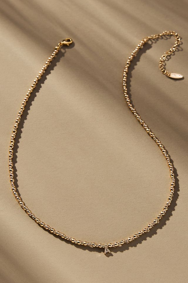 Beaded Mini Bubble Letter Monogram Necklace #2