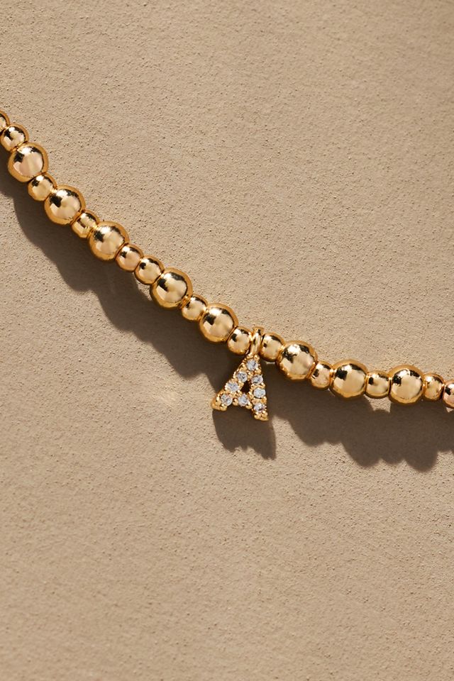 Beaded Mini Bubble Letter Monogram Necklace #1