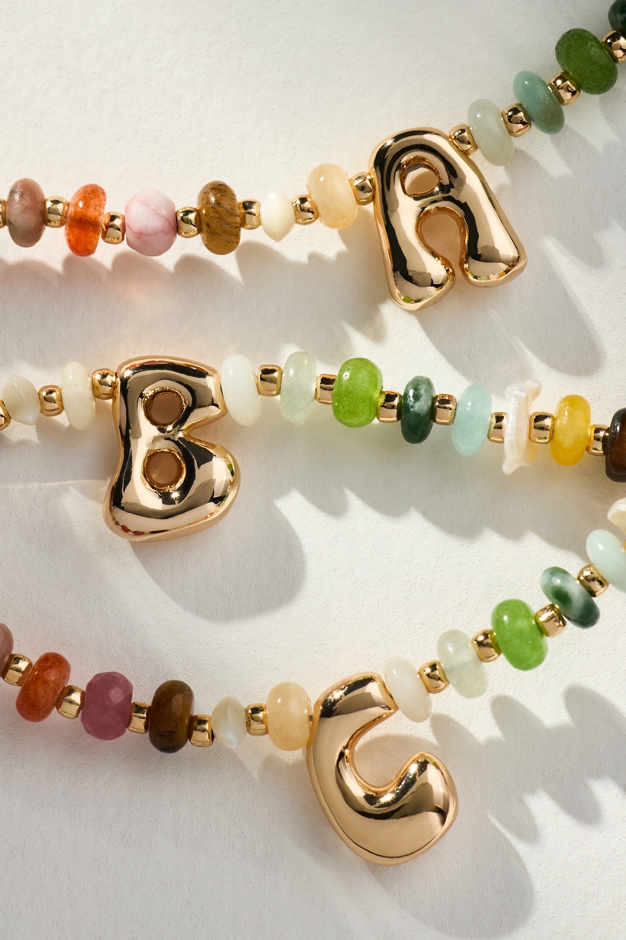 Beaded Mini Bubble Letter Monogram Necklace