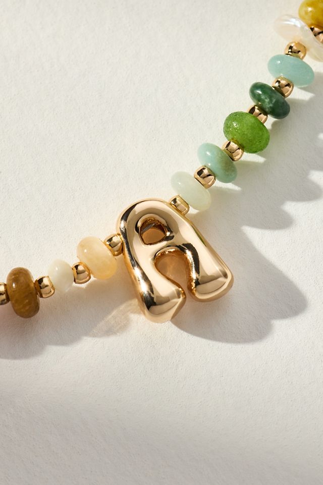 Beaded Mini Bubble Letter Monogram Necklace #1