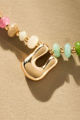 Beaded Mini Bubble Letter Monogram Necklace
