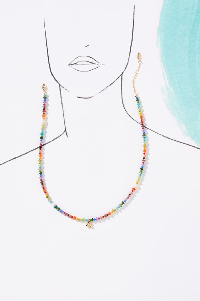 Beaded Mini Bubble Letter Monogram Necklace #3