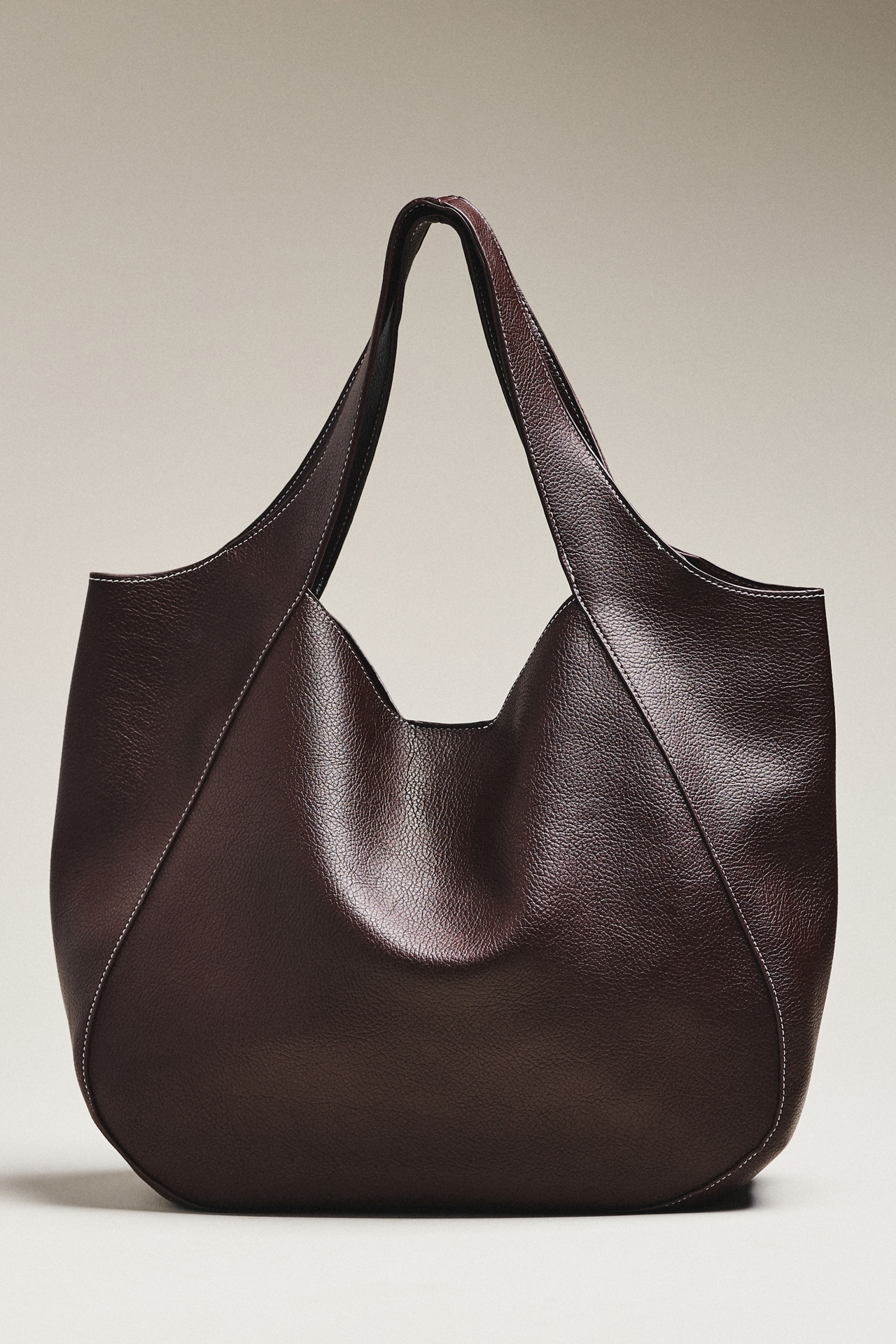 Faux-Leather Medium Slouchy Bag