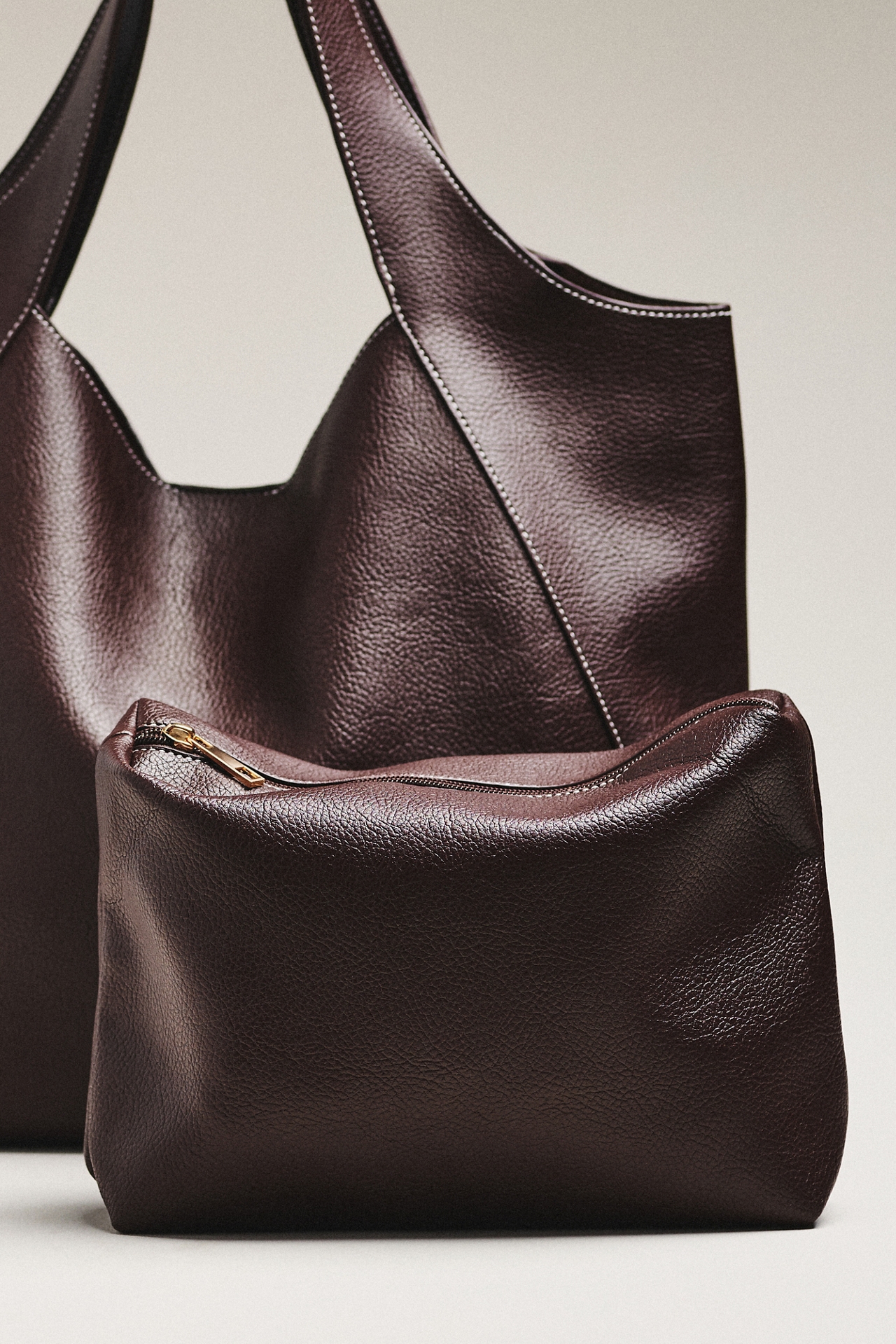 Faux-Leather Medium Slouchy Bag