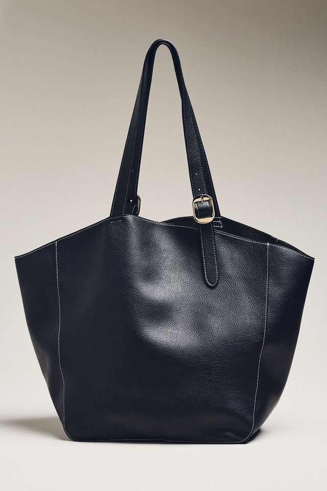 Slouchy Buckle-Strap Tote Bag