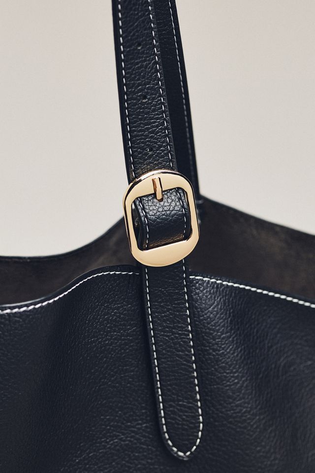 Slouchy Buckle-Strap Tote Bag