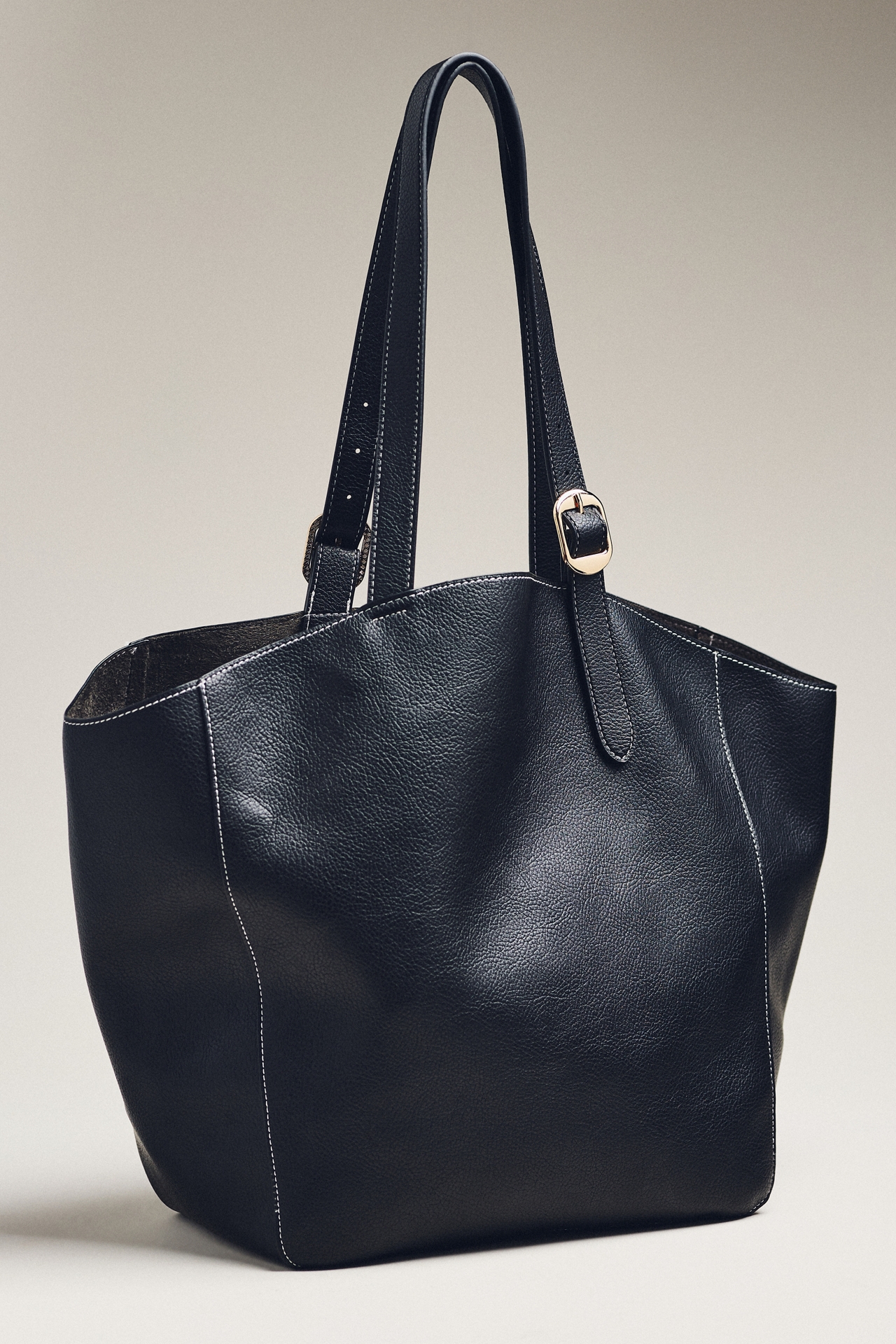 Slouchy Buckle-Strap Tote Bag