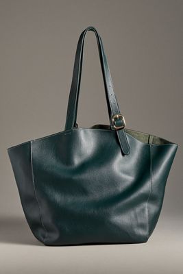 Slouchy Buckle-Strap Tote Bag