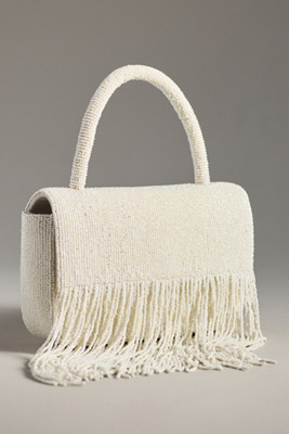 By Anthropologie Beaded Fringe Bag In Sand