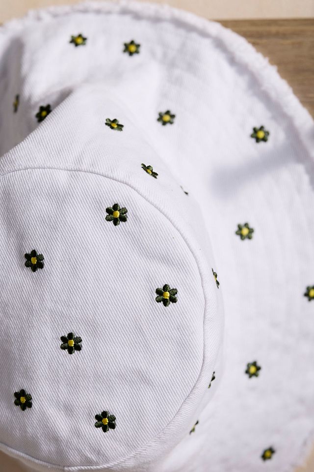 Embroidered Daisies Cotton Bucket Hat #2