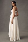 For Love & Lemons Harmony Silk Strapless Corset Drop-Waist High-Low Maxi Dress