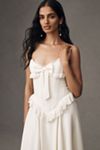 For Love & Lemons Harmony Silk Strapless Corset Drop-Waist High-Low Maxi Dress