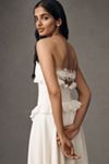 For Love & Lemons Harmony Silk Strapless Corset Drop-Waist High-Low Maxi Dress
