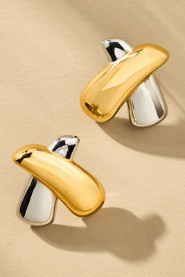 By Anthropologie Mixed Metal X Post Earrings