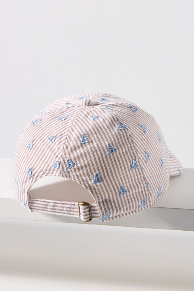 Coney Island Picnic Embroidered Seersucker Baseball Cap