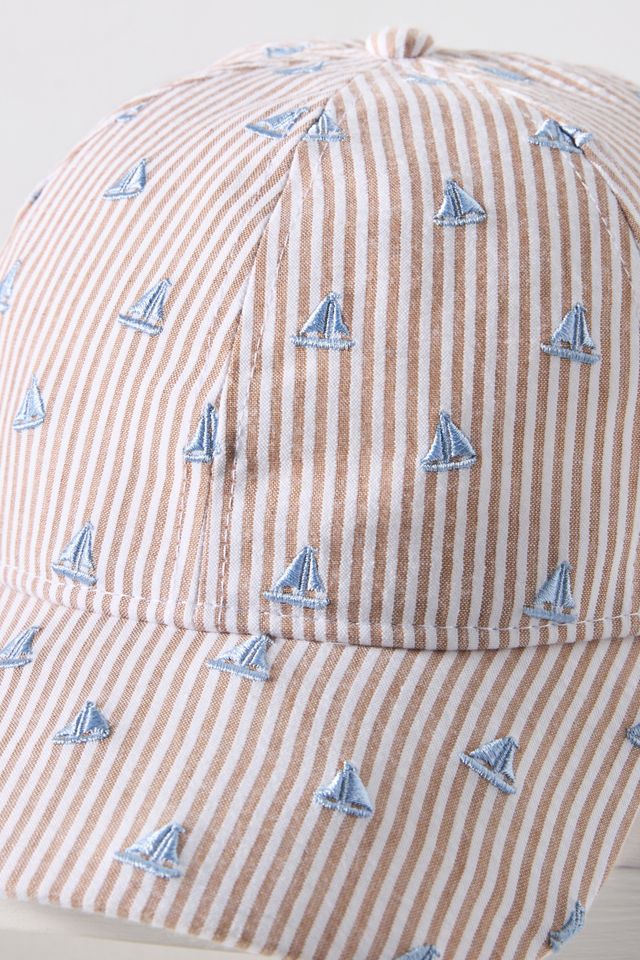 Coney Island Picnic Embroidered Seersucker Baseball Cap