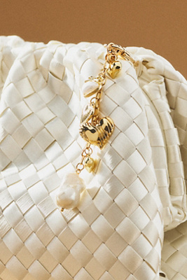 Petit Moments Lover Hearts & Pearl Bag Charm In Gold