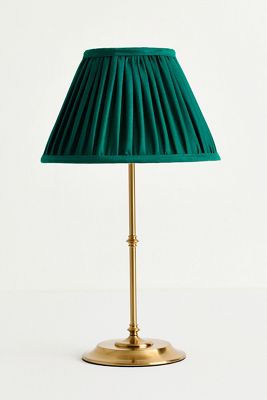 Pooky Reed Cordless Portable Metal Ruched Shade Table Lamp