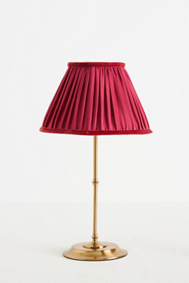 Pooky Reed Cordless Portable Metal Ruched Shade Table Lamp