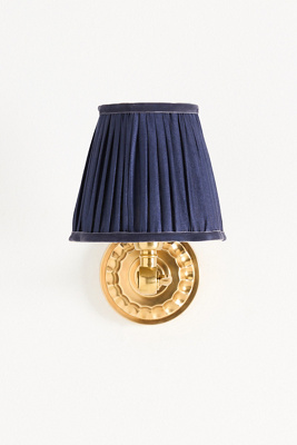 Anthropologie Rose Ruched Shade & Metal Wall Sconce In Blue