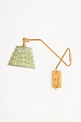 Anthropologie Cooper Ruched Shade Metal Pivoting Wall Sconce In Gold