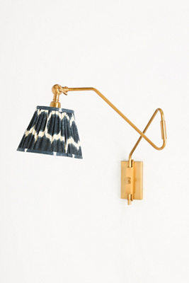 Anthropologie Cooper Ruched Shade Metal Pivoting Wall Sconce In Gold