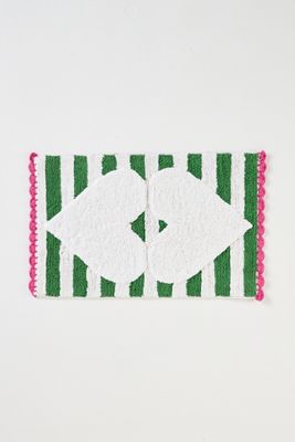 Hearts Tufted Cotton Crochet Bath Mat