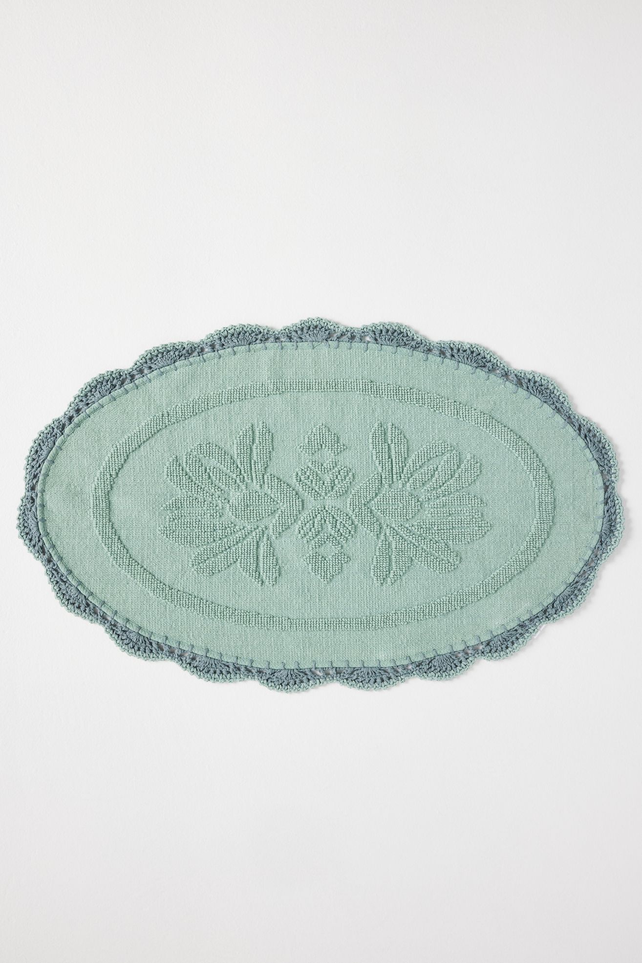 Solid Crochet Cotton Bath Mat - Turquoise, Standard, 21" X 34"