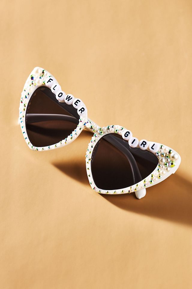 Untamed Petals Flower Girl Embellished Heart Sunglasses #1