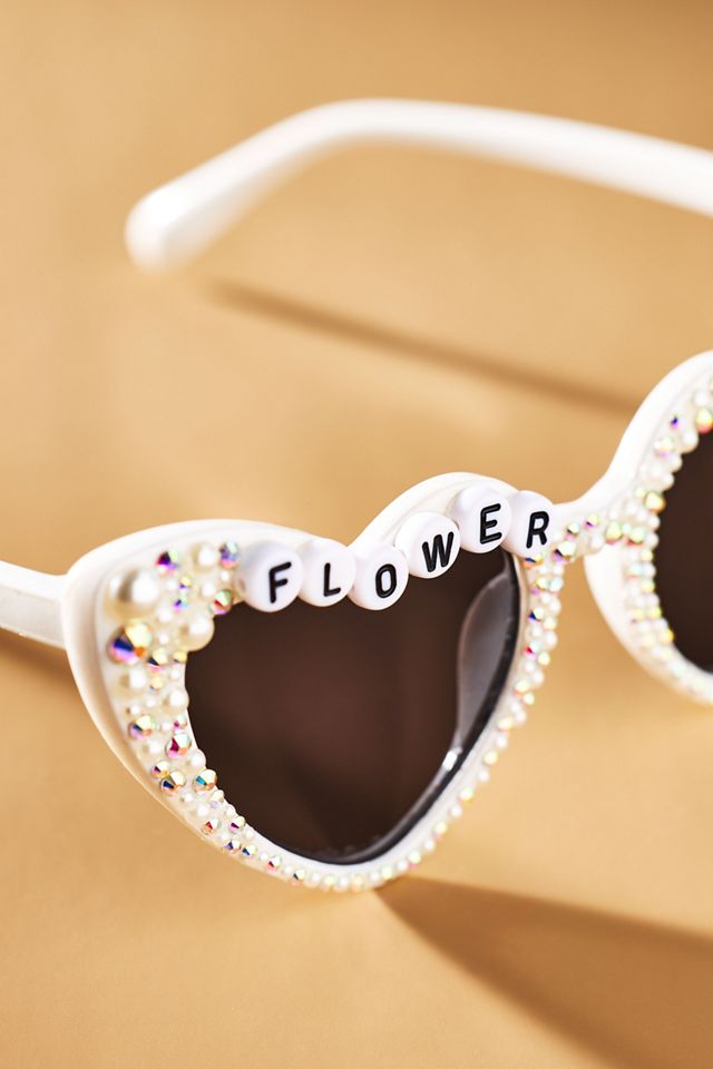 Untamed Petals Flower Girl Embellished Heart Sunglasses #2