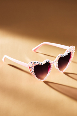Untamed Petals Maid Of Honor Heart Sunglasses In Pink