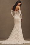 Daughters of Simone Sequoia Lace Off-The-Shoulder Long-Sleeve Mermaid Wedding Gown